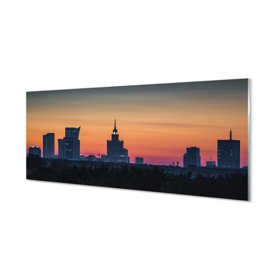 Glasbilder Sunset panorama von warschau