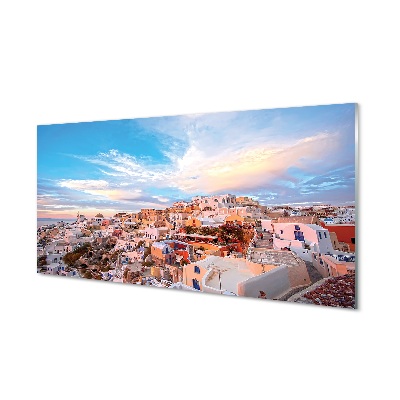 Glasbilder Griechenland panorama sonnenuntergang stadt sonne