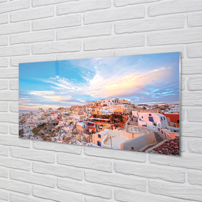 Glasbilder Griechenland panorama sonnenuntergang stadt sonne