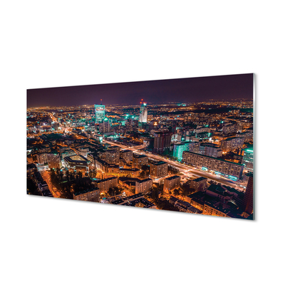 Glasbilder Warschau stadtnachtansicht
