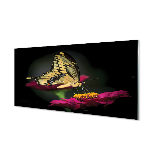 Glasbilder Schmetterling auf blume