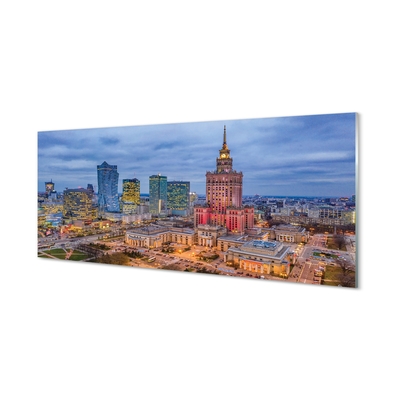 Glasbilder Warschau panorama sonnenuntergang