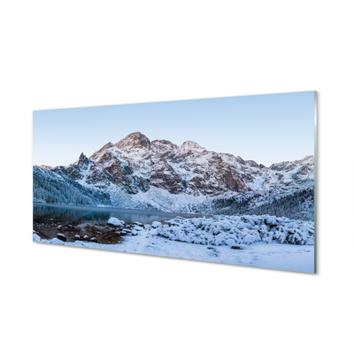 Glasbilder See winter berg
