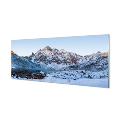 Glasbilder See winter berg