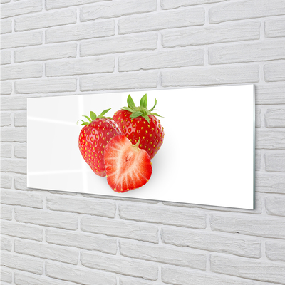 Glasbilder Erdbeeren auf weißen hintergrund