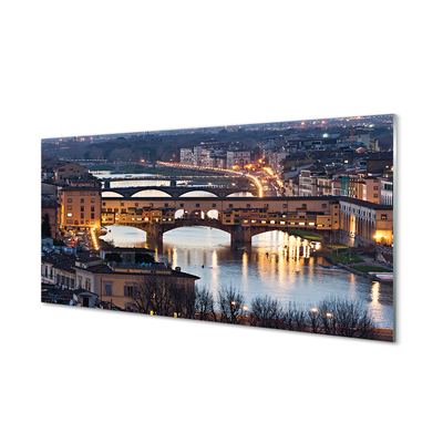 Glasbilder Italien fluss nacht bridges