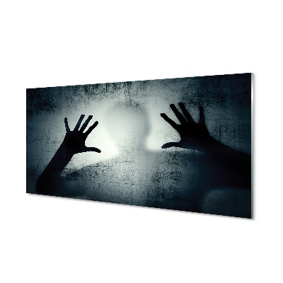 Glasbilder Schatten hände und bilden kopf