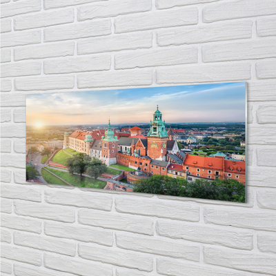 Glasbilder Krakow schloss sonnenaufgang panorama