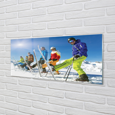 Glasbilder Skifahrer winter in den bergen