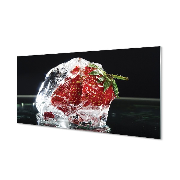 Glasbilder Erdbeeren im eiswürfel