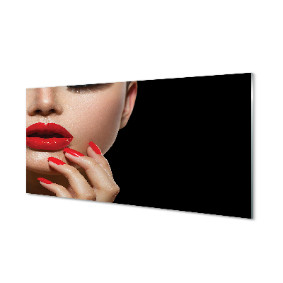 Glasbilder Frau mit den roten lippen und nägel