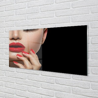Glasbilder Frau mit den roten lippen und nägel