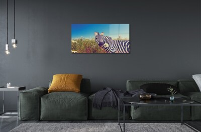 Glasbilder Zebra blumen