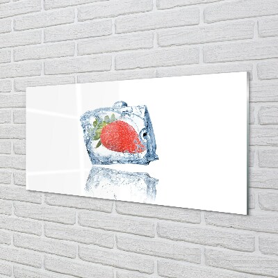 Glasbilder Strawberry eiswürfel
