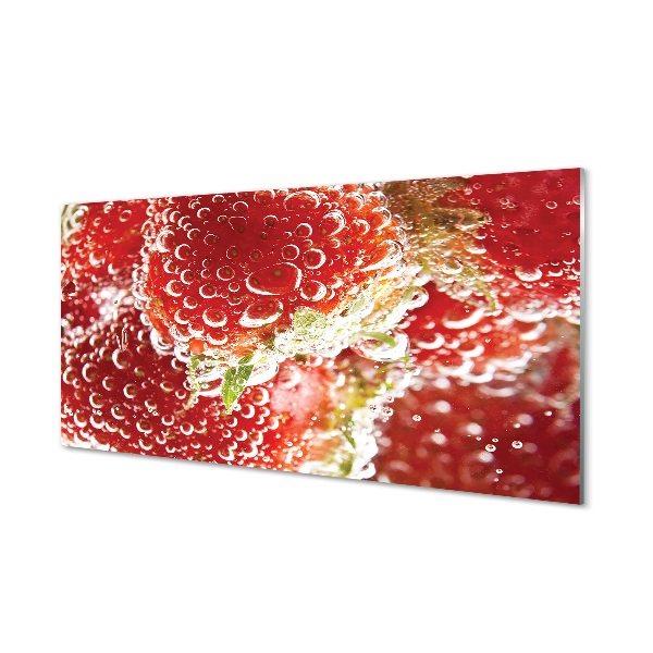 Glasbilder Nasse erdbeeren