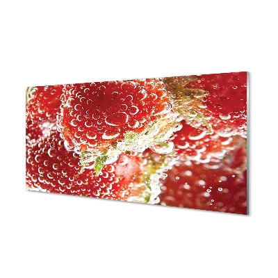 Glasbilder Nasse erdbeeren