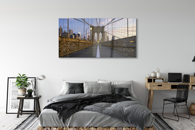 Glasbilder Wolkenkratzer brücke sonnenuntergang