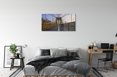 Glasbilder Wolkenkratzer brücke sonnenuntergang