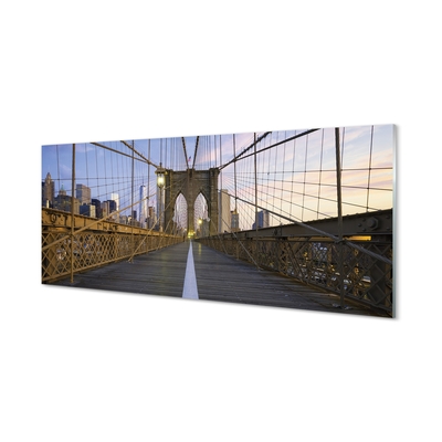 Glasbilder Wolkenkratzer brücke sonnenuntergang