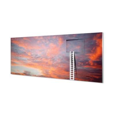 Glasbilder Sunset himmel ladder