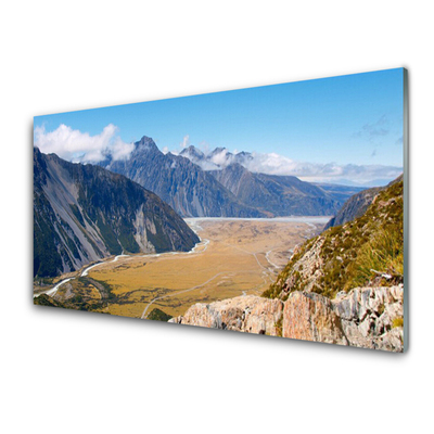 Glasbilder Berge Tal Gebirge Landschaft