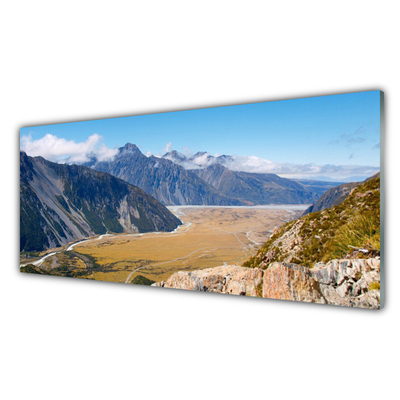 Glasbilder Berge Tal Gebirge Landschaft