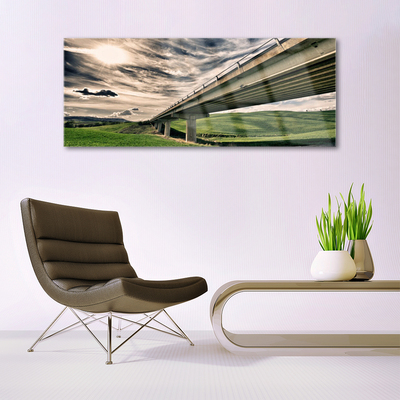 Glasbilder Autobahn Brücke Tal Architektur