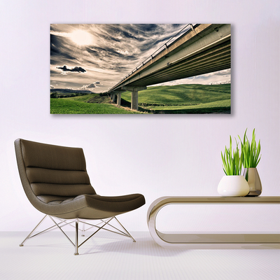 Glasbilder Autobahn Brücke Tal Architektur