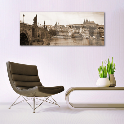 Glasbilder Prag Brücke Landschaft