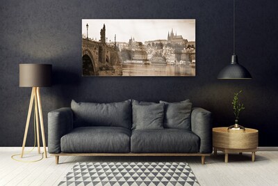 Glasbilder Prag Brücke Landschaft