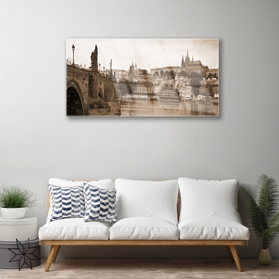 Glasbilder Prag Brücke Landschaft