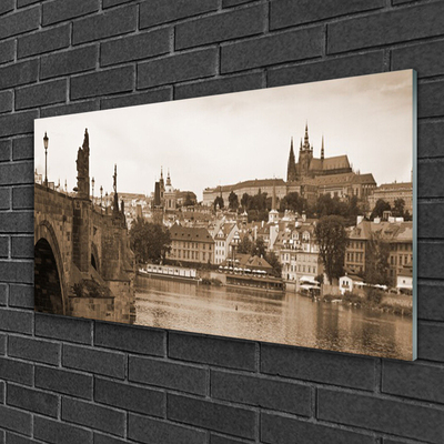 Glasbilder Prag Brücke Landschaft