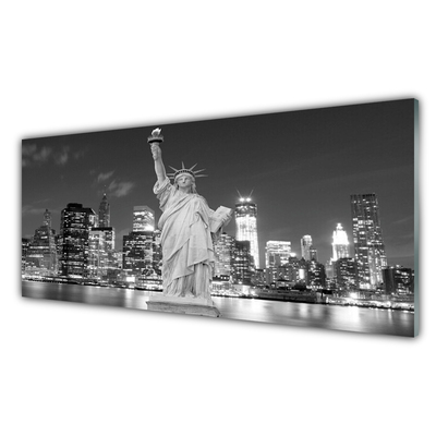 Glasbilder Freiheitsstatue New York Gebäude