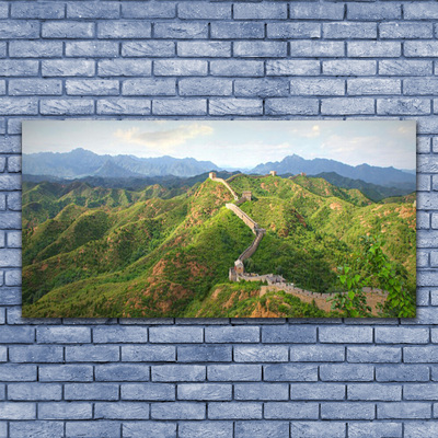 Glasbilder Chinesische Mauer Berge Landschaft