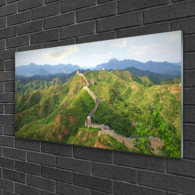 Glasbilder Chinesische Mauer Berge Landschaft