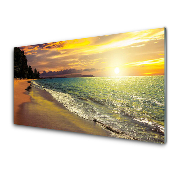 Glasbilder 100x50 Wandbild Druck auf Glas Sonne Meer Strand Landschaft 
