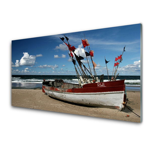 Glasbilder Meer Strand Boot Landschaft