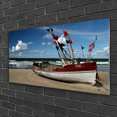 Glasbilder Meer Strand Boot Landschaft