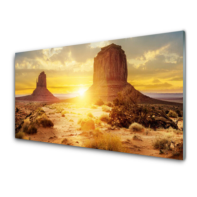 Glasbilder Wüste Sonne Landschaft