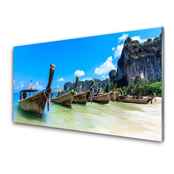 Glasbilder Boote Meer Strand Landschaft