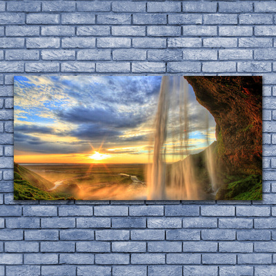 Glasbilder Wasserfall Landschaft