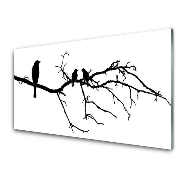Glasbilder Vögel Zweig Kunst