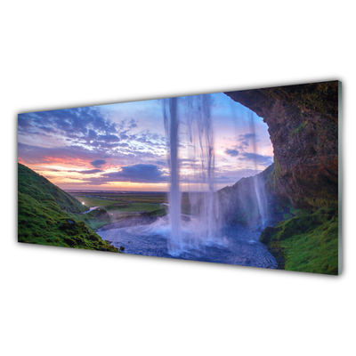 Glasbilder Wasserfall Landschaft