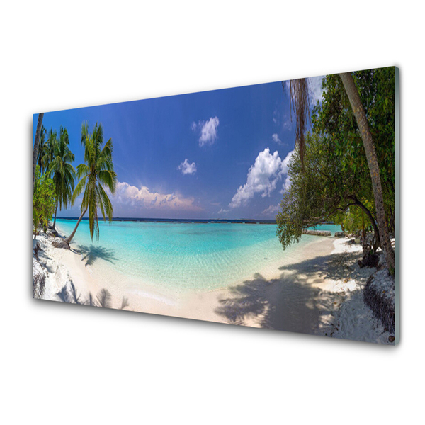 Glasbilder Meer Strand Palmen Landschaft