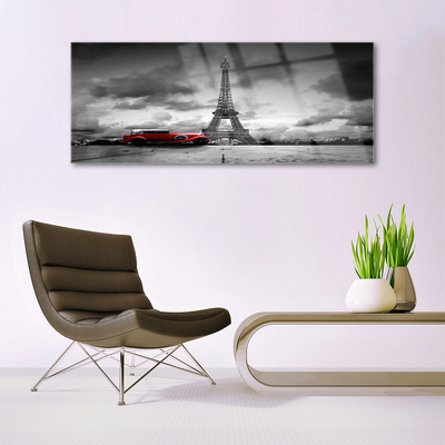 Glasbilder Eiffelturm Auto Architektur