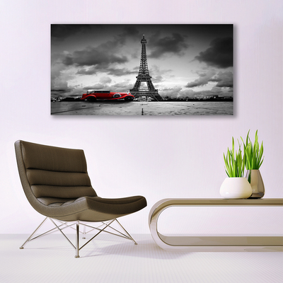 Glasbilder Eiffelturm Auto Architektur