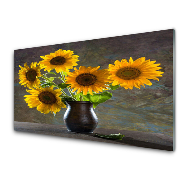 Glasbilder Sonnenblumen Blumenvase Pflanzen