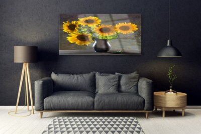 Glasbilder Sonnenblumen Blumenvase Pflanzen
