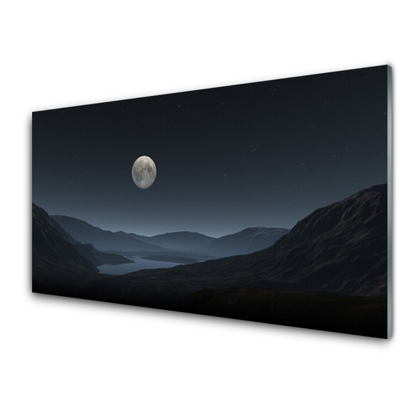 Glasbilder Nacht Mond Landschaft