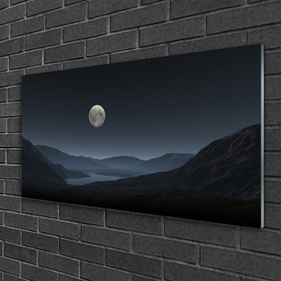 Glasbilder Nacht Mond Landschaft